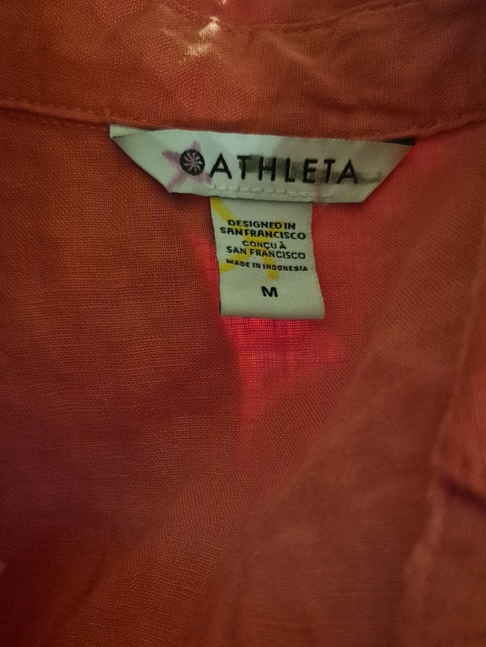 Athleta NWT Playa 100% LINEN Tie Top In Passion Fruit Medium - Picture 7 of 8